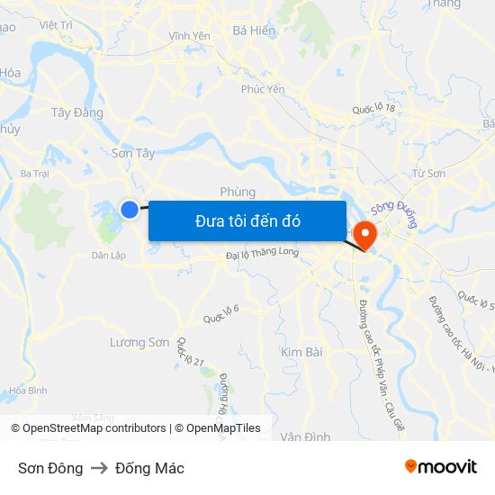 Sơn Đông to Đống Mác map