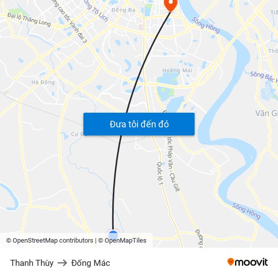 Thanh Thùy to Đống Mác map