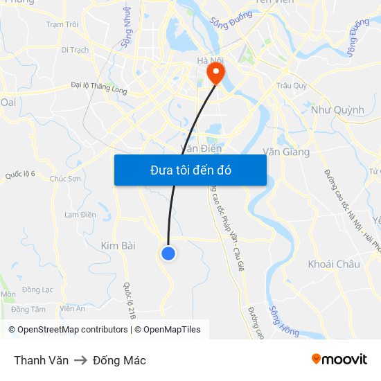 Thanh Văn to Đống Mác map