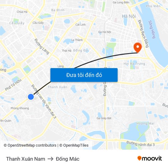 Thanh Xuân Nam to Đống Mác map