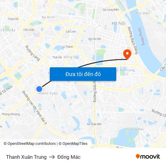 Thanh Xuân Trung to Đống Mác map