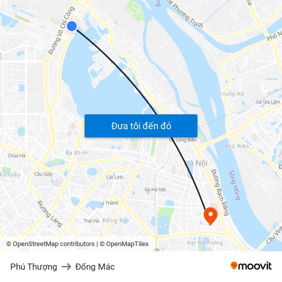 Phú Thượng to Đống Mác map