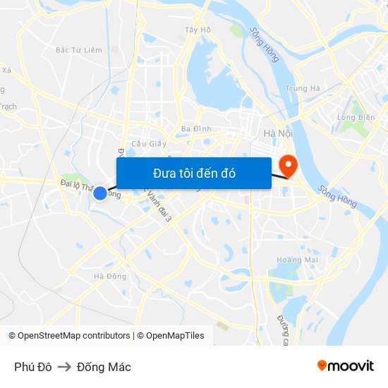 Phú Đô to Đống Mác map