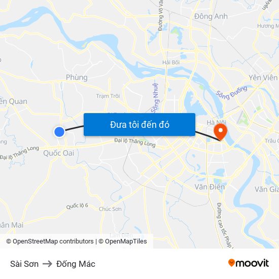 Sài Sơn to Đống Mác map