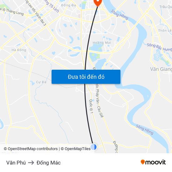 Văn Phú to Đống Mác map