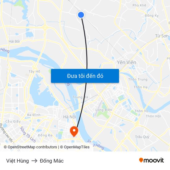 Việt Hùng to Đống Mác map