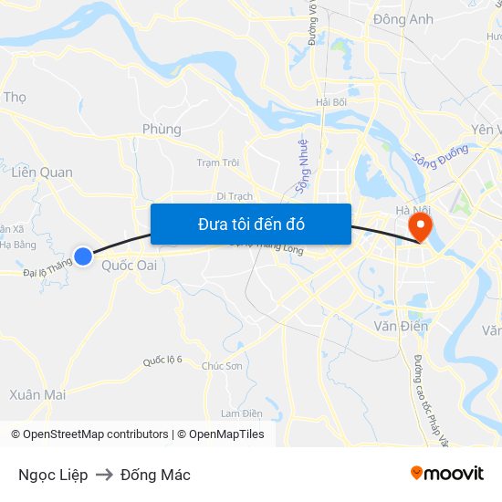 Ngọc Liệp to Đống Mác map