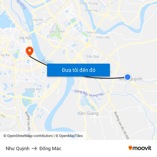 Như Quỳnh to Đống Mác map