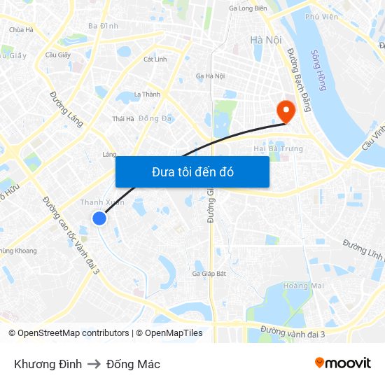 Khương Đình to Đống Mác map