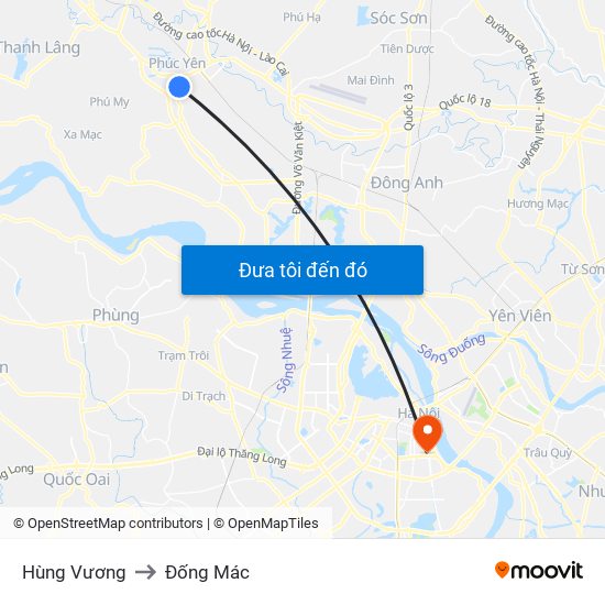 Hùng Vương to Đống Mác map