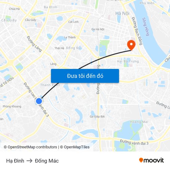 Hạ Đình to Đống Mác map