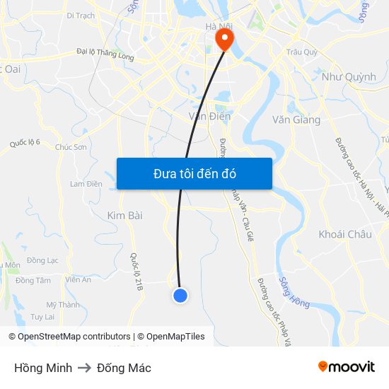 Hồng Minh to Đống Mác map