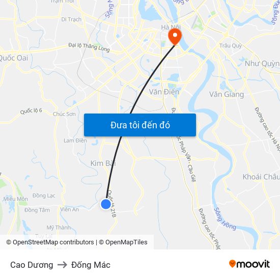 Cao Dương to Đống Mác map