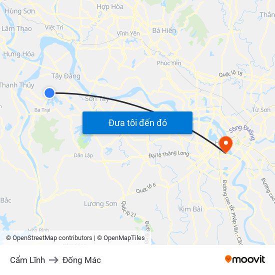 Cẩm Lĩnh to Đống Mác map