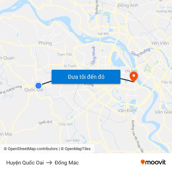 Huyện Quốc Oai to Đống Mác map