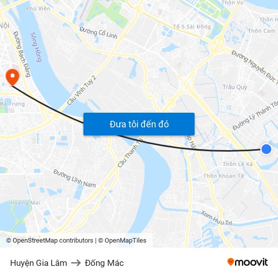 Huyện Gia Lâm to Đống Mác map