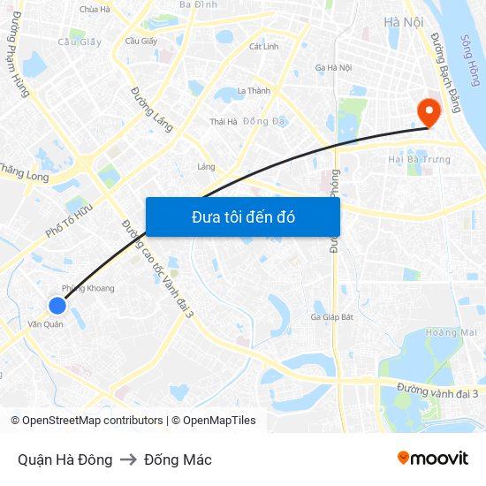 Quận Hà Đông to Đống Mác map