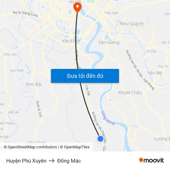 Huyện Phú Xuyên to Đống Mác map