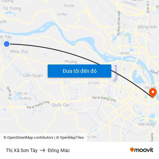 Thị Xã Sơn Tây to Đống Mác map