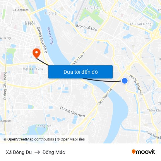 Xã Đông Dư to Đống Mác map