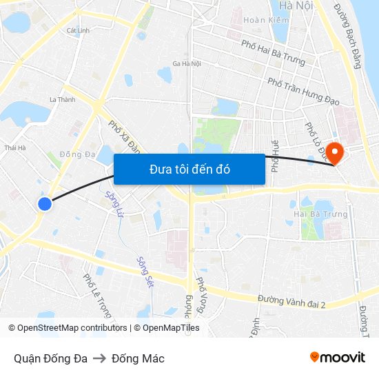 Quận Đống Đa to Đống Mác map