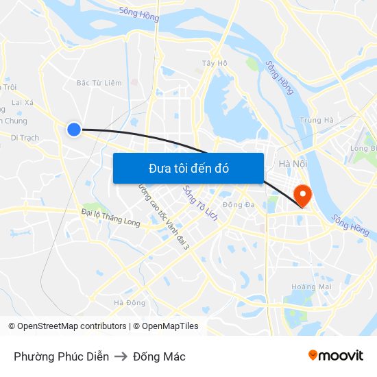 Phường Phúc Diễn to Đống Mác map