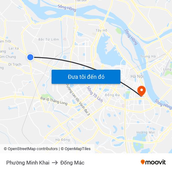 Phường Minh Khai to Đống Mác map