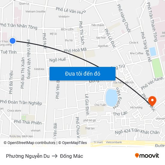 Phường Nguyễn Du to Đống Mác map