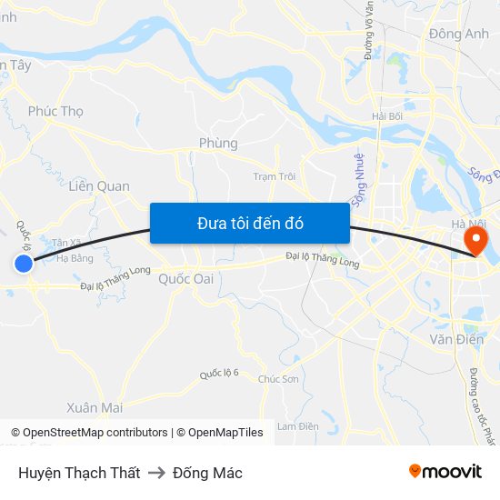 Huyện Thạch Thất to Đống Mác map