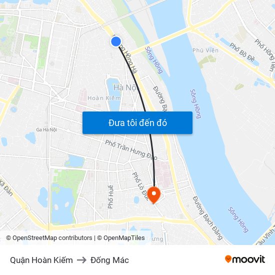 Quận Hoàn Kiếm to Đống Mác map