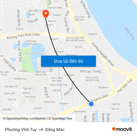 Phường Vĩnh Tuy to Đống Mác map