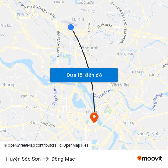 Huyện Sóc Sơn to Đống Mác map