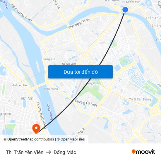 Thị Trấn Yên Viên to Đống Mác map