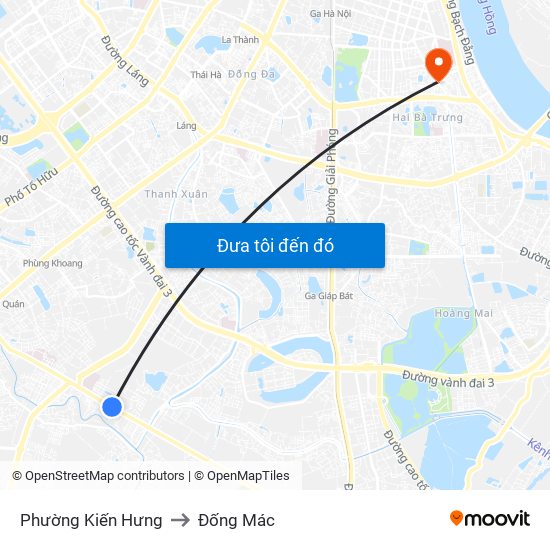 Phường Kiến Hưng to Đống Mác map