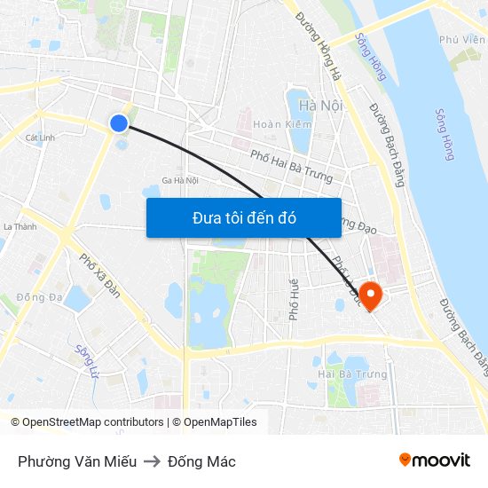 Phường Văn Miếu to Đống Mác map