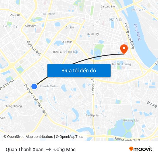 Quận Thanh Xuân to Đống Mác map