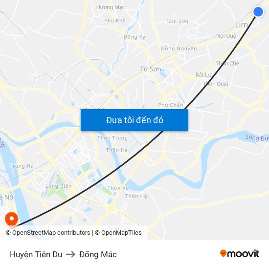 Huyện Tiên Du to Đống Mác map