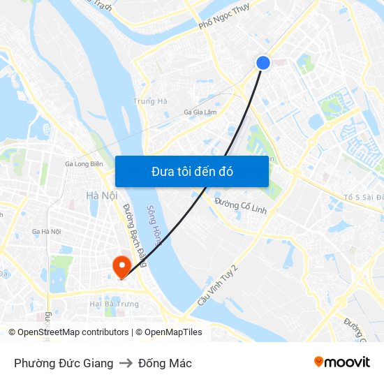 Phường Đức Giang to Đống Mác map