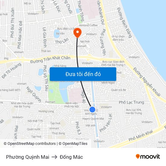 Phường Quỳnh Mai to Đống Mác map