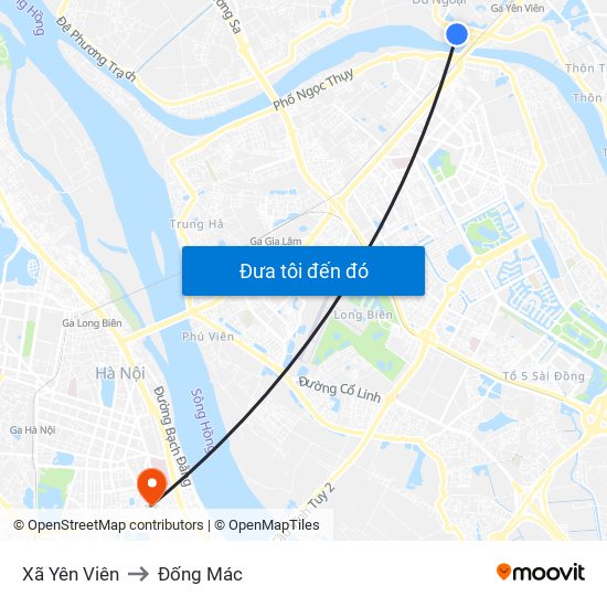 Xã Yên Viên to Đống Mác map