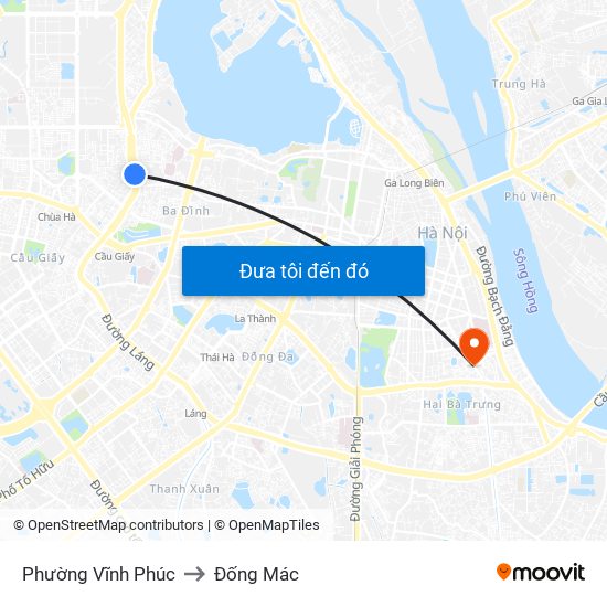 Phường Vĩnh Phúc to Đống Mác map