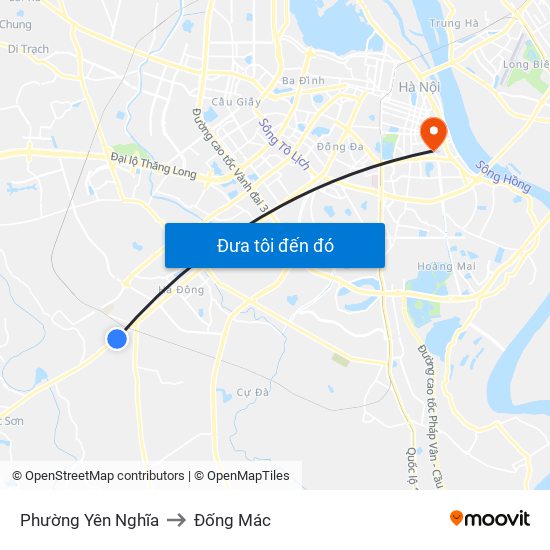 Phường Yên Nghĩa to Đống Mác map