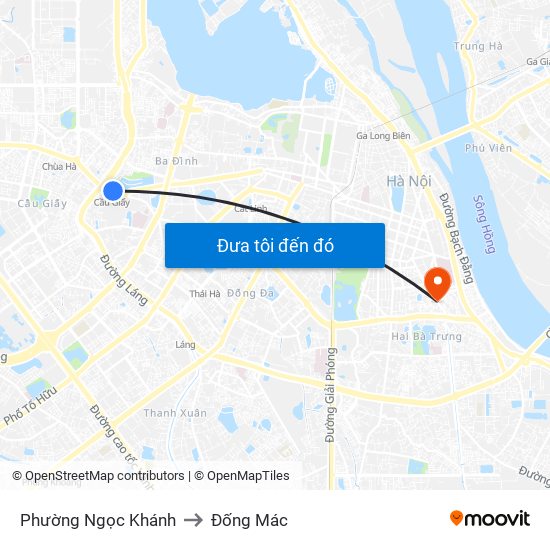 Phường Ngọc Khánh to Đống Mác map