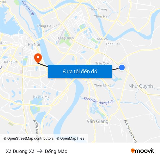 Xã Dương Xá to Đống Mác map