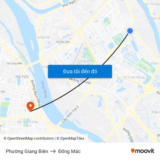 Phường Giang Biên to Đống Mác map