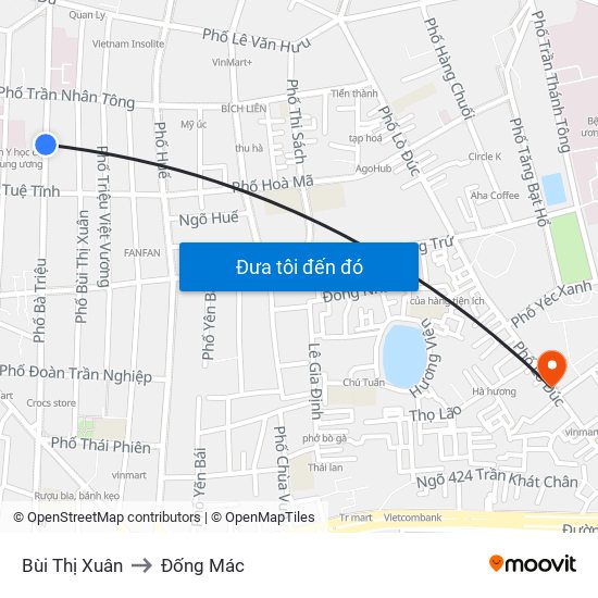 Bùi Thị Xuân to Đống Mác map