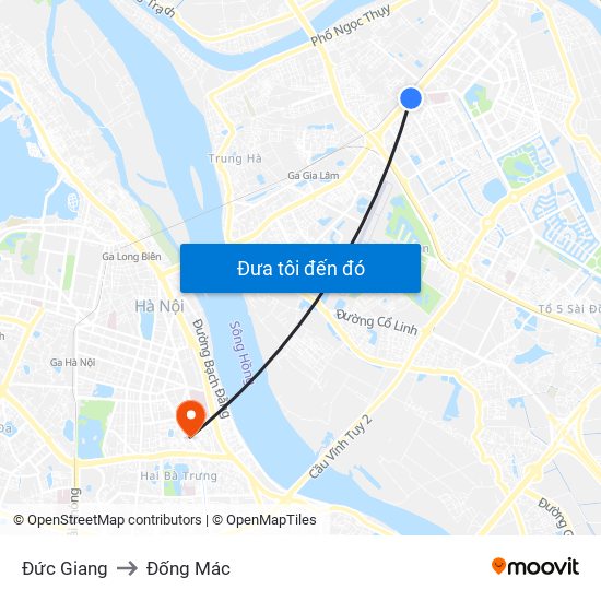 Đức Giang to Đống Mác map