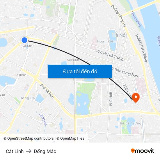 Cát Linh to Đống Mác map