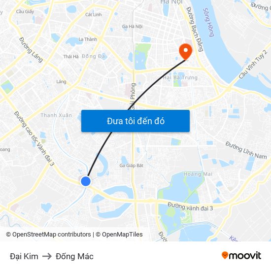 Đại Kim to Đống Mác map