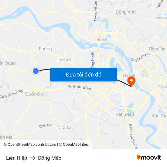 Liên Hiệp to Đống Mác map
